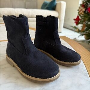 Little Eric Navy Suede Fur-Lined Ankle Boots (size 27)